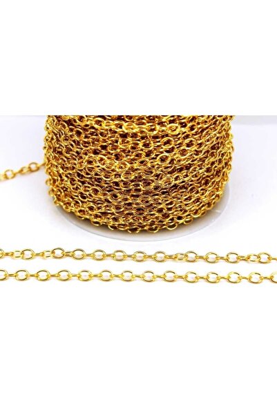yfhobi 1 Metre - 1.2 Mm Düz Zincir, Kolye Zinciri, Takı Zinciri, Sarı Kaplama
