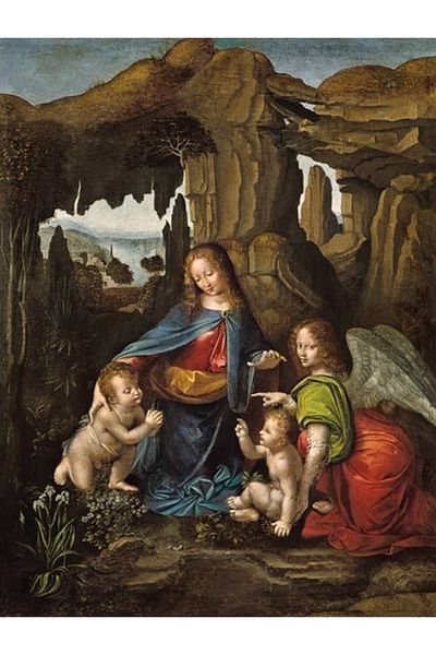 Marcel Kristal Tablo Leonardo Da Vinci - 1483-1486 Virgin of Rocks Diamond Mosaic Painting 46x61cm