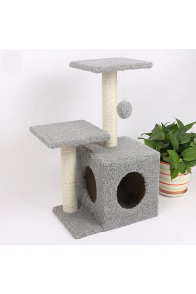 Nursoft Cat Scratcher with Double Steps and Nest Gray