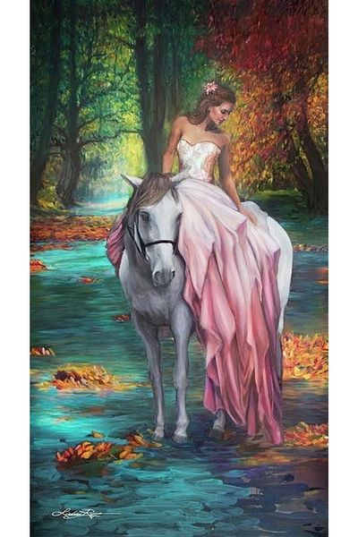 Marcel Kristal Tablo 33x60cm in the Magic Forest - Fairy and White Diamond Mosaic Painting