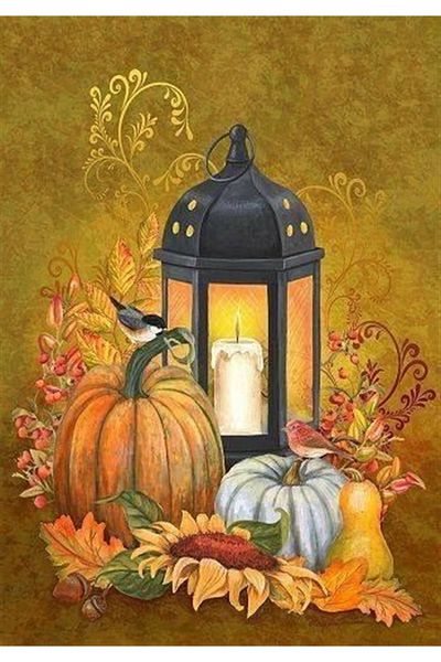 Marcel Kristal Tablo Candle And Pumpkins Marcel Art Diamond Mosaic Painting 30x43cm