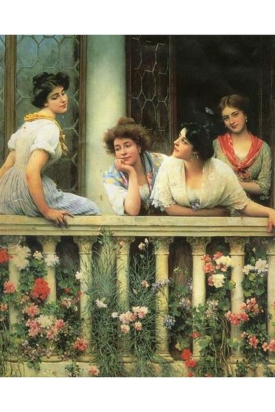 Marcel Kristal Tablo Girls on the Balcony Marcel Art Diamond Mosaic Painting 56X71Cm