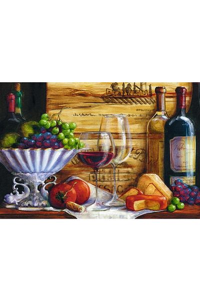 Marcel Kristal Tablo Grapes and Wines Marcel Art Diamond Mosaic Painting 91X61Cm