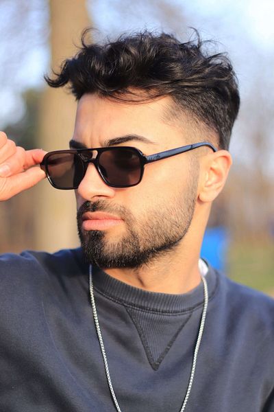 LOOKUP Men's Sunglasses New Fashion 2022 Black Frame Black Glass