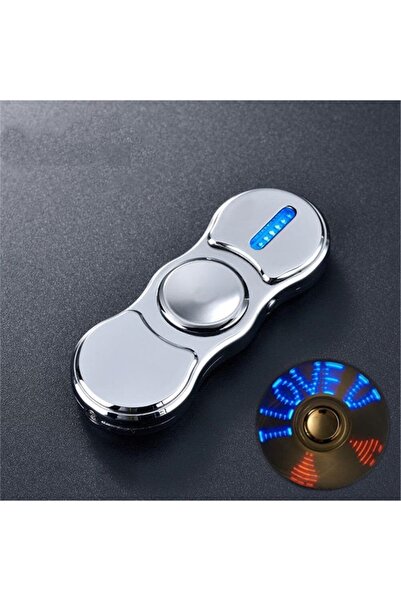 Anka Stres Çarklı Işıklı Usb Şarjlı Tesla Çakmak Gümüş