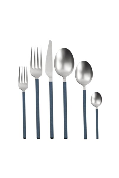 Dame Marie Carre Blue Sılver Mat 36 Parça Çatal Kaşık Bıçak Seti