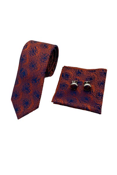 Brianze Tan Tie Handkerchief Cufflink Boxed Gift Set