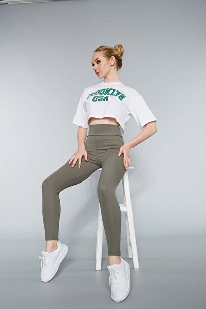 MEECY Ribbed Leggings Seamless Gathering High Waist