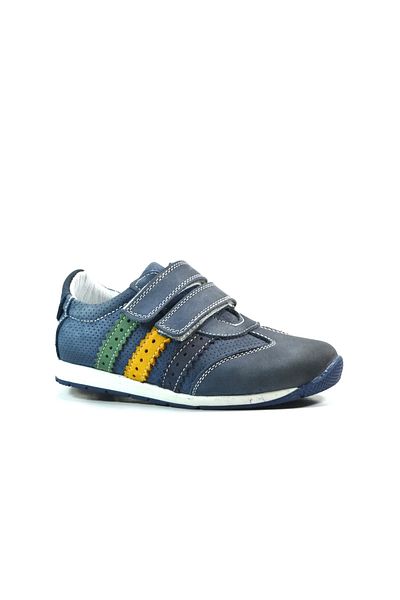 Bayrak 2432 Pantofi sport ortopedici pentru băiat, din piele naturală, albastră, cu velcro