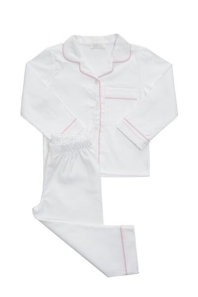 White&pink Beyaz Organik Pamuk Unisex Çocuk Pijama Takımı