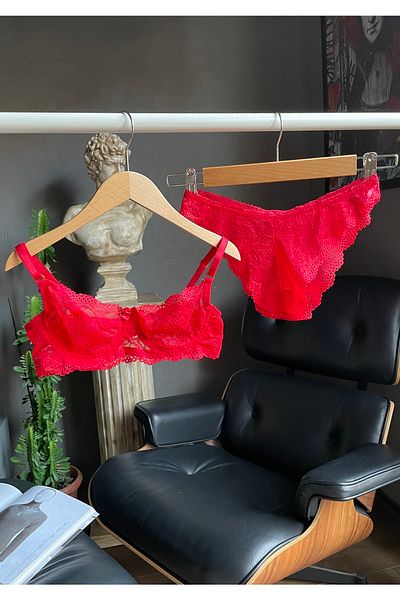 Pina Red Lace Underwire Bra Panty Set