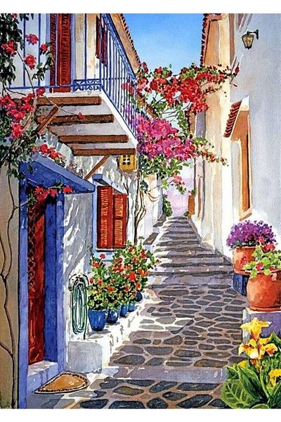 Marcel Kristal Tablo Floral Street Marcel Art Diamond Mosaic Painting 46x64cm