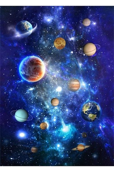 Marcel Kristal Tablo Planets Marcel Art Diamond Mosaic Painting 38x56cm