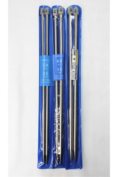 ATMACA TUHAFİYE Set de frigarui tricotate Yabalı de 35 cm - Set de 3 frigarui din titan 7-8-9 numere