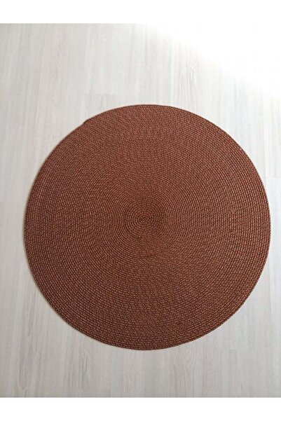Voho Tekstil Jüt Örme Hasır Kilim Yolluk Halı Yuvarlak Akik Kahve