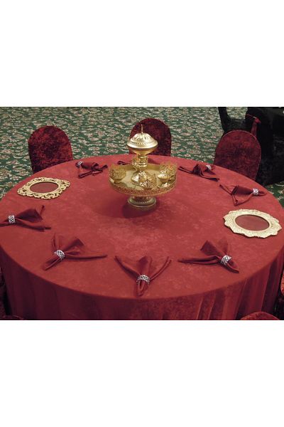 MAB Round Claret Red Soft Velvet Tablecloth (340 Cm)