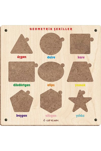 Ahtek Wooden Educational 3d Geometric Shapes Bultak Jigsaw Puzzle Toy