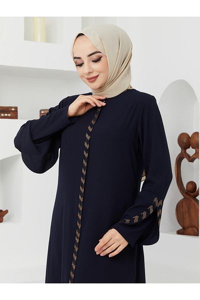 KMKkombin Lady-women's Honeycomb Fabric Sleeve Patterned Zipper Upper Part Patterned Topcoat-abaya
