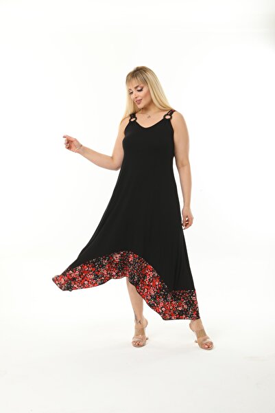 ModaSehle Women's Large Size Buckle Strap Stone Pattern Dress