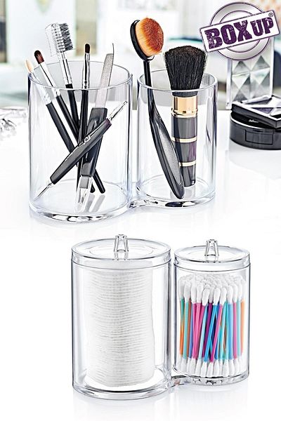 KÜÇÜK EW Dvojitý akrylový organizér na make-up bavlny