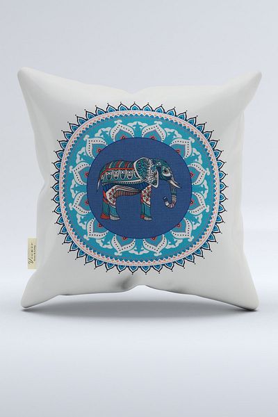 Viemso Ethnic Elephant Patterned Double-Sided Digital Printing Throw Pillow Cover