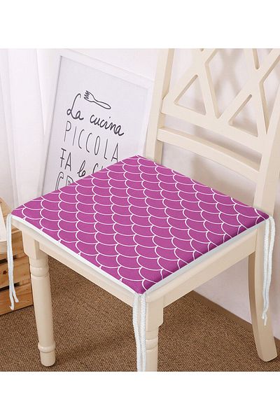 Realhomes Purple Geometric Sequin Patterned Digital Printed Zippered Chair Cushion