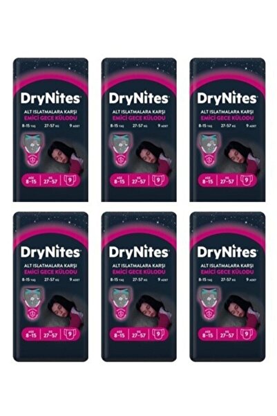 DryNites Kız Emici Gece Külodu 8-13 Yaş 9lu 6 Paket