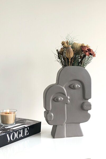 AstreHome Picasso Serisi Dekoratif Seramik Vazo- 28 Cm Vizon