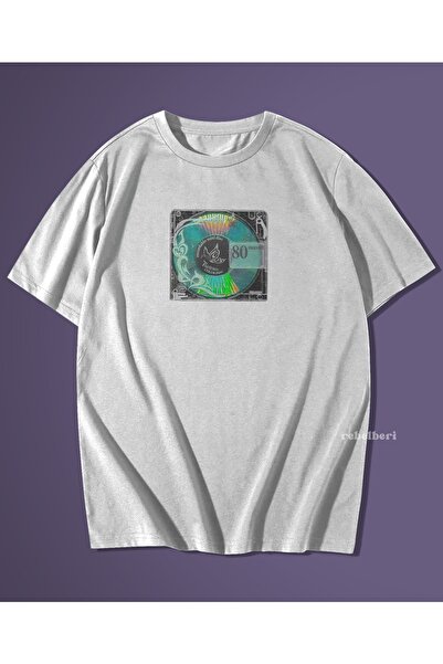 rebelberi Oversize Unisex 80s and 90s Nostalgic Blue CD Look Printed T-Shirt ...