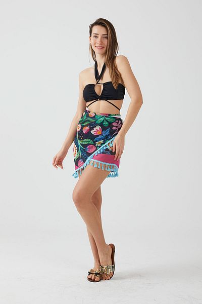 AYSHOME Ays Home Fashion Ροζ Floral Φόρεμα Παραλίας Pareo