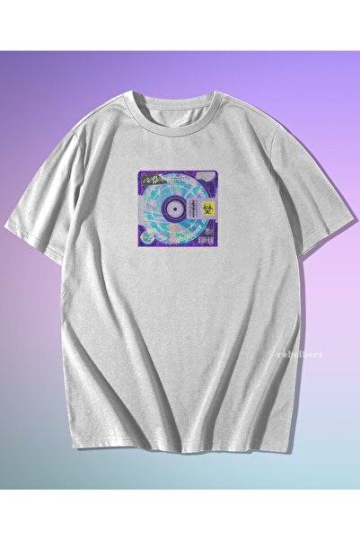 rebelberi Oversize Unisex 80s And 90s Nostalgic Purple Cd Look Μπλουζάκι με σ...