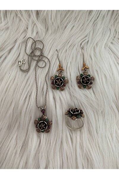 ÇELİKSİLVERTAKI Mardin Telkari Işçilikli 3 Lü Set Takım 925 Ayar Gümüş