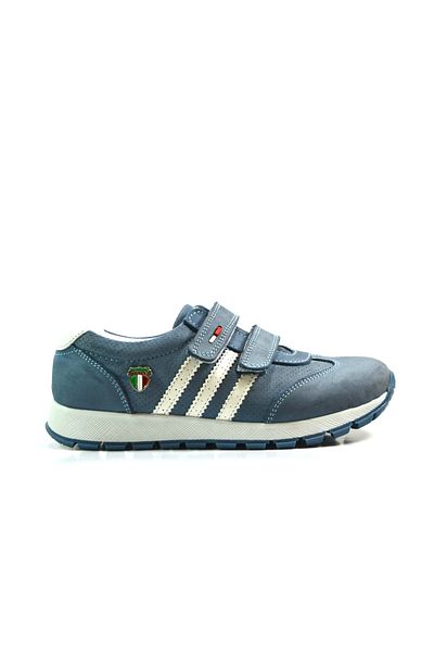 Bayrak 2428 Pantofi sport ortopedici pentru băieți din piele naturală albastru cu velcro
