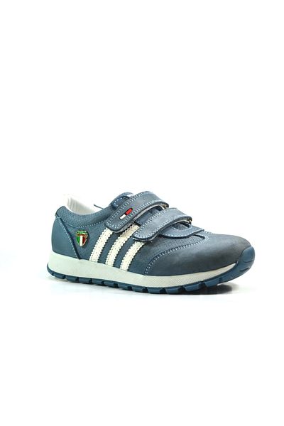 Bayrak 2428 Pantofi sport ortopedici pentru băieți din piele naturală albastru cu velcro