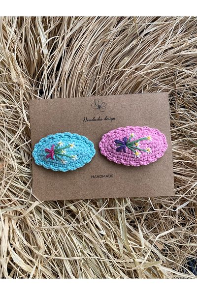 Nevdusha Design Flower Embroidered Colorful Knitted Snaps Girl's Buckle
