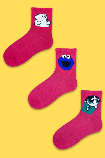 Esinti Ανδρικές κάλτσες Socket Long Socks Γυναικείες πετσέτες Κάλτσες με πολύχρωμα σχέδια 3 τεμαχίων
