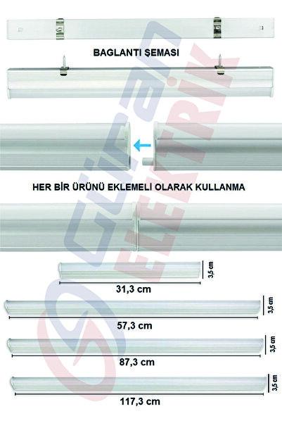 Cata Mutfak Tezgah Aydınlatması-raf Aydınlatması Armatür 90cm Led Anahtarlı Set- Gün Işığı