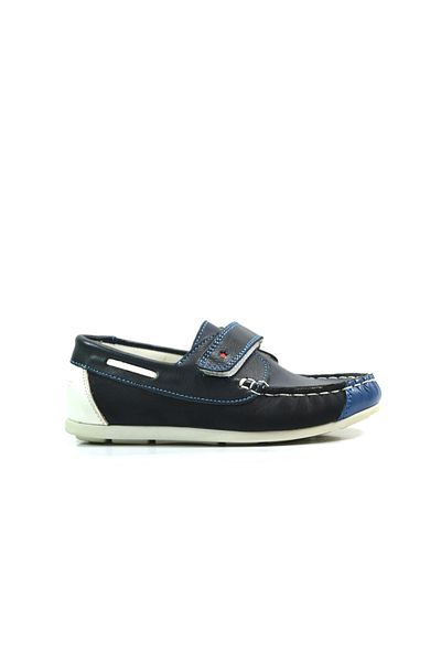 Rich Pantofi pentru băieți Richy Kids din piele naturală bleumarin Velcro Rok