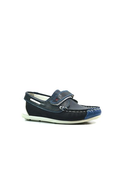 Rich Pantofi pentru băieți Richy Kids din piele naturală bleumarin Velcro Rok
