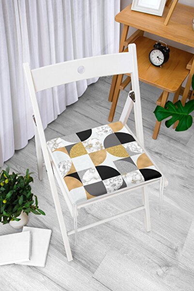 Realhomes Jastuk za stolicu sa patentnim zatvaračem sa zlatnim i crnim motivi...
