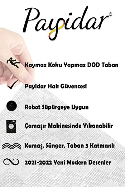 Payidar Halı Yıkanabilir Kaymaz Taban Desen 050 Pudra Kesme Yolluk Halı
