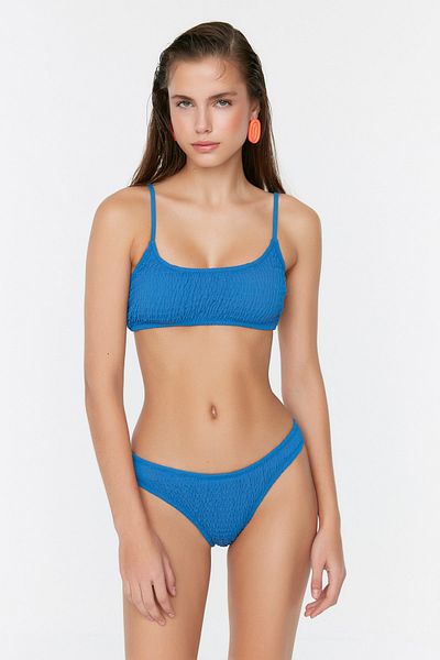 Trendyol Collection Kék elasztikus normál lábú bikini alsó TBESS22BA0010