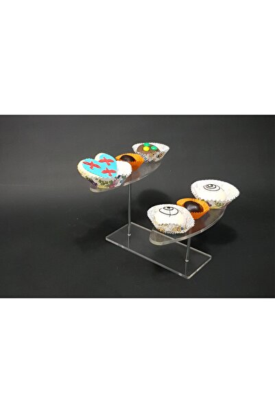 soylu pleksi Şeffaf Pleksi 2'li Oval Pasta, Kek Teşhir Standı