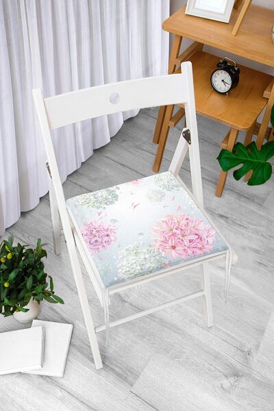 Realhomes Pastel Zeminli Renkli Ortanca Çiçek Dijital Baskılı Modern Fermuarl...