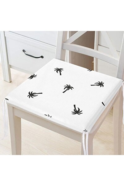 Realhomes Пальмова цифрова друкована чорно-біла подушка для стільця на блискавці