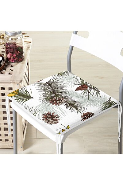 Realhomes Сучасна подушка для стільця з цифровим принтом у вигляді шишок на б...