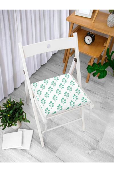 Realhomes Jastuk za stolicu sa zatvaračem i motivom zelenog lista u boji belo...