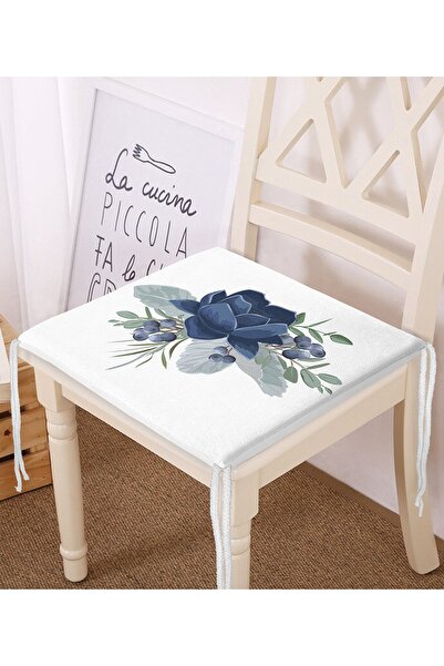 Realhomes Пастельно-блакитна подушка для стільця з цифровим принтом у вигляді...