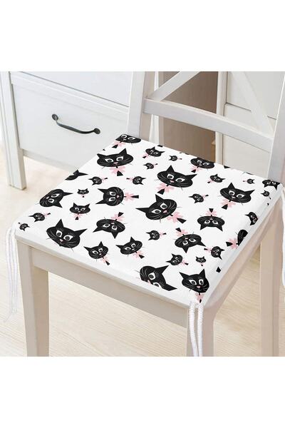 Realhomes Сучасна подушка для стільця з блискавкою та візерунком чорних котів