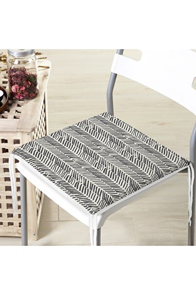 Realhomes Сучасна чорно-біла цифрова друкована подушка для стільця на блискавці